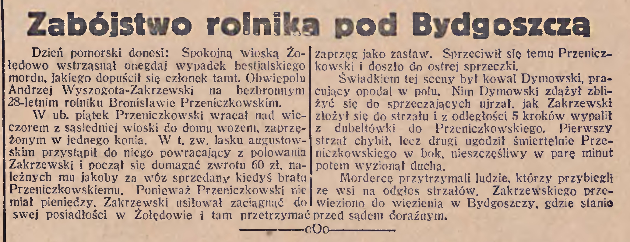 Zabójstwo rolnika pod Bydgoszczą (07.10.1931)