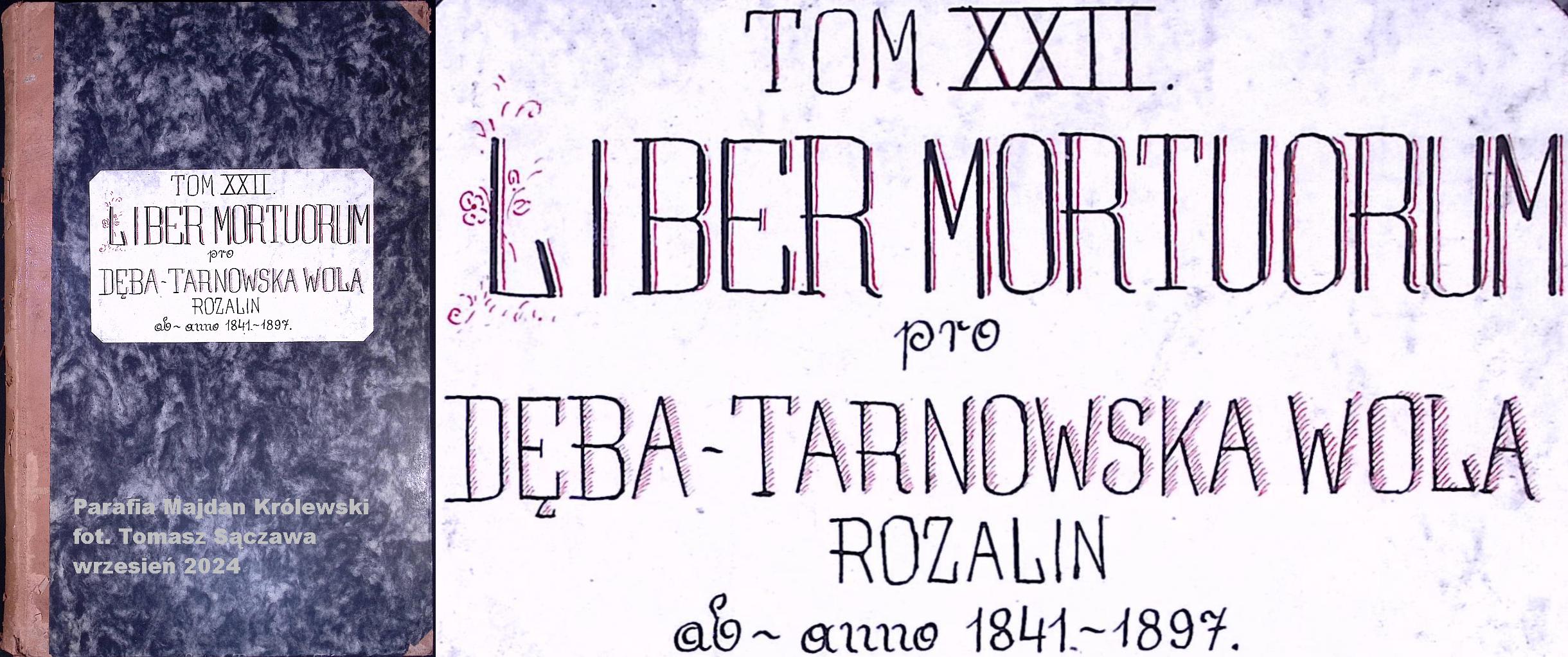 Tom XXII. Liber mortuorum pro Dęba[-1887] – Tarnowska Wola[-1908] Rozalin ab~anno 1841-1897