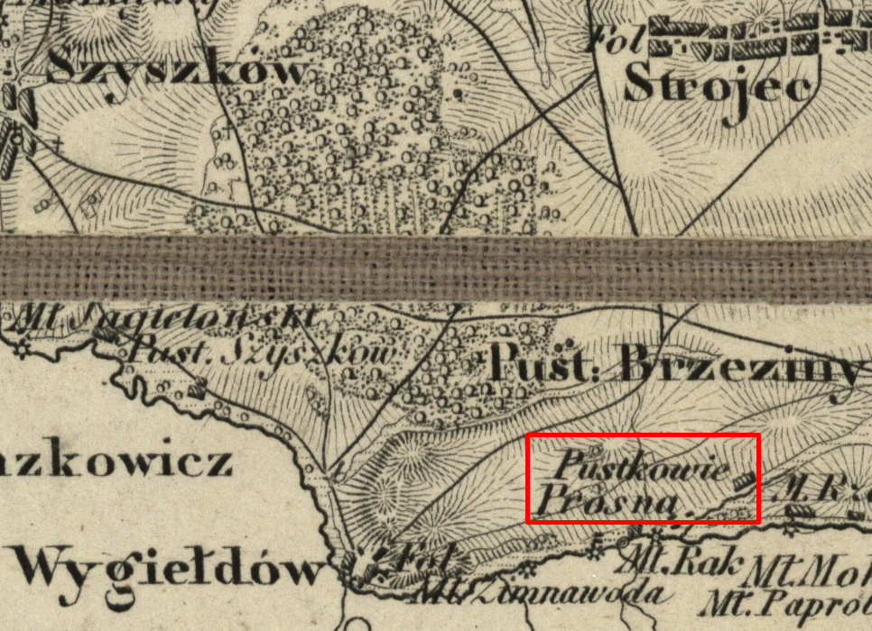 okolice Praszki na topograficznej karcie Królestwa Polskiego — pustkowie Prosna — 1839 »» 1843 [Praszka-MR11987] (1839 »» 1843)